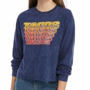 Cold Crush Taco Cropped Long Sleeve Graphic Tee Size M